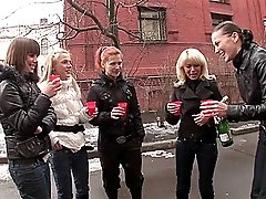 3 movies - College girls drink in the street and have group sex